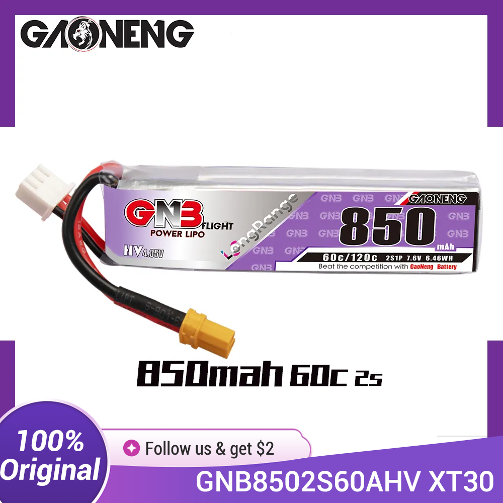 Drone Battery Li-Ion - GAONENG GNB LiPo Batterij 850mAh 2S
